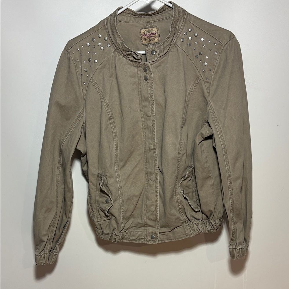 Highway Jeans Taupe Studded Jean Jacket